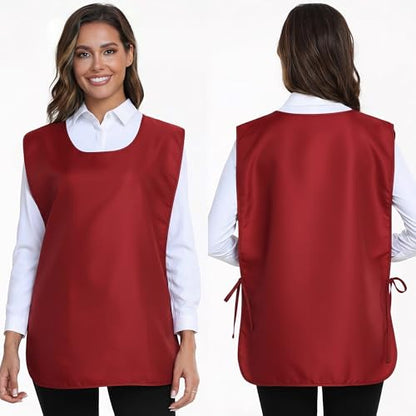 Xeoxarel Unisex Cobbler Apron with 3 Deep Pockets, Smock Vest Apron - color: 1 Pack - Red