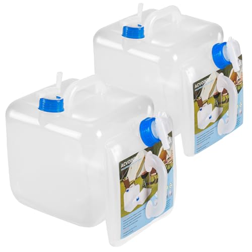 2 Pack Collapsible Water Container with Spigot,BPA Free Food Safe Camping Water Storage Carrier Jug for Outdoors Hiking Backpack & Survival Kit, Foldable Portable Water Canteen(10L/5.3 Gallon)