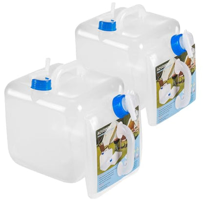 2 Pack Collapsible Water Container with Spigot,BPA Free Food Safe Camping Water Storage Carrier Jug for Outdoors Hiking Backpack & Survival Kit, Foldable Portable Water Canteen(10L/5.3 Gallon)