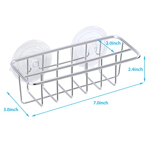 TESOT Sink Caddy Sponge Holder for Kitchen Sink Dish Cloth Hanger 2 Suspension Options(Suction Cups and Adhesive Hook), SUS304 Stainless Steel, Silver - color: Silver
