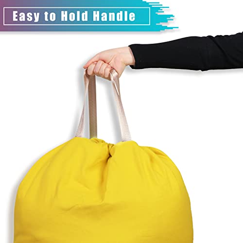 LOLOMLO Extra Large Canvas Laundry Bags with Handles & Drawstring Closure, Heavy Duty Tears Resistant Clothes Storage Travel Bags,25.5"x34",Yellow - color: Yellow