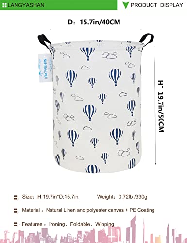 Round Laundry Basket Collapsible Storage Hamper Blue Balloon - color: Blue Balloon
