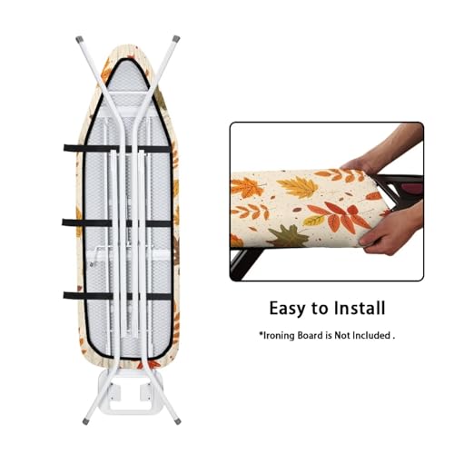 Marple Leaf Ironing Board Cover with Elastic Edge Stain Resistant Iron Board Cover Hook and Loop Fasteners 15x54 Inch Standard Size Pressing Cloth for Ironing - color: Marple Leaf
