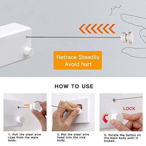 BESy Retractable Double Clothesline Laundry Indoor Washing Clothes Line - size: Double Rope, style: White