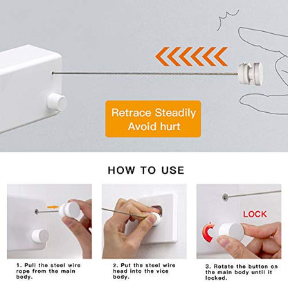 BESy Retractable Double Clothesline Laundry Indoor Washing Clothes Line - size: Double Rope, style: White