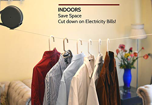 Retractable Clothesline - Heavy Duty Indoor & Outdoor Clothes Line, 45 Feet - style: Grey