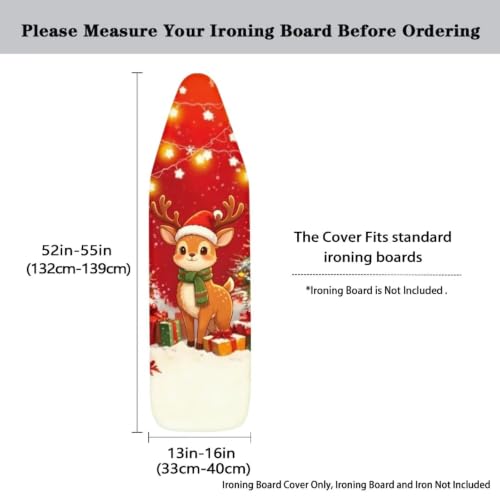 Christmas Reindeer Ironing Board Covers Heavy-Duty Fabric Non Slip Padded Ironing Board Covers Hook and Loop Design Waterproof Slip-Resistant Xmas Decor - color: Christmas Reindeer