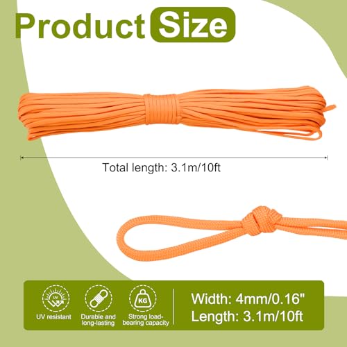 uxcell 4mm Nylon Rope, 10ft Portable Clothesline for Luggage and Backpack Tie Downs, Hanging Clothes, Swings, Camping and Mountaineering Tie Downs, Orange - color: Orange