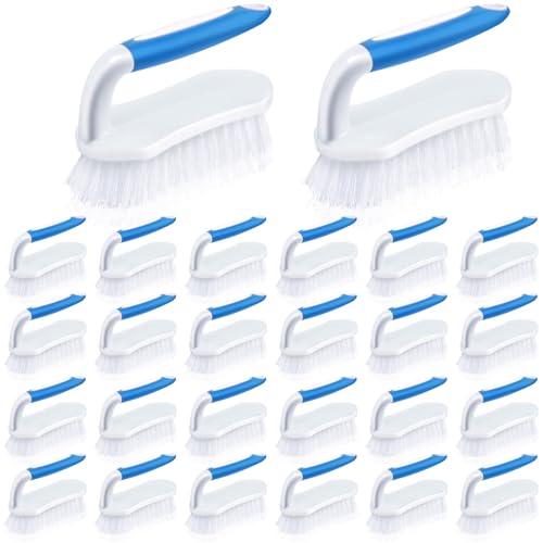 Lallisa 24 Pcs Scrub Brush Bulk for Cleaning with Handle, Blue - color: Blue Handle