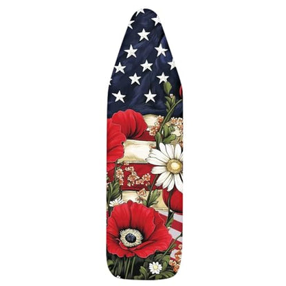 American Flag Poppy Iron Board Cover Stain Resistant Ironing Board Replacement Cover Thick Padding Fits Standard Size - color: American Flag Poppy