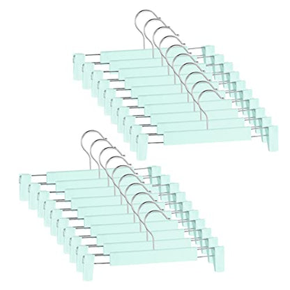 20 Pack Pants Hangers with Adjustable Non-Slip Clips Anti-Rust Hanging Hook for Trouser,Skirts,Jeans,Clothes Hangers Green - color: Green, size: 20 Pack