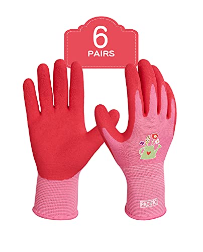 PACIFIC PPE 6 Pairs Gardening Gloves for women, Latex Coated Garden Gloves, Breathable, Medium Size fits Most, Rose Red - color: Rose Red, size: Medium (Pack of 6)