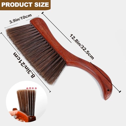 Hand Broom Soft Bristles Duster with Solid Wood Handle Quick Dusting Brush for Sofa Bed Furniture Musical Instruments (Rosewood) - color: Rosewood