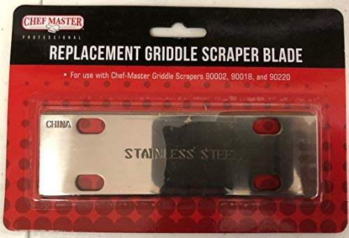 Replacement Blade for Chef Master Griddle Scraper - 5 1/2" Wide x 1.2mm Thick Stainless Steel Reversible Blade - Fits to Most Scrapers - Double Beveled Edge for Chrome Griddles - by FryOilSaver Co. - color: Replacement Blade