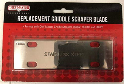 Replacement Blade for Chef Master Griddle Scraper - 5 1/2" Wide x 1.2mm Thick Stainless Steel Reversible Blade - Fits to Most Scrapers - Double Beveled Edge for Chrome Griddles - by FryOilSaver Co. - color: Replacement Blade