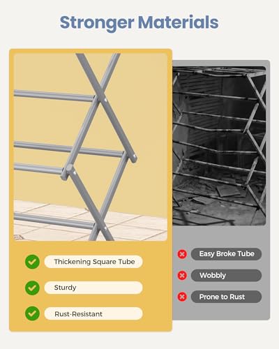 APEXCHASER Oversize 3-Tier Clothes Drying Rack, No Install, Grey - color: Gray
