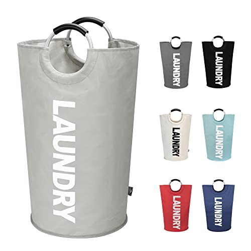 DOKEHOM 90L Large Laundry Basket Bag, Collapsible Tall Hamper, Grey - color: Light Grey, size: 90L