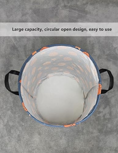 QUEENLALA Large Foldable Round Storage Basket Laundry Hamper, Basketball - color: Round-Basketball