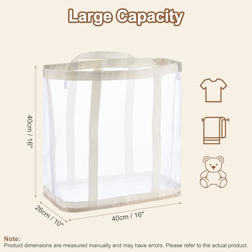 uxcell Collapsible Laundry Basket,Mesh Hamper with Handles,Foldable Laundry Bag,Breathable Hanging Laundry Hamper for Washing Storage,Bathroom, Dorm,Travel,Beach, Beige Extra Large - color: Beige, size: Extra Large