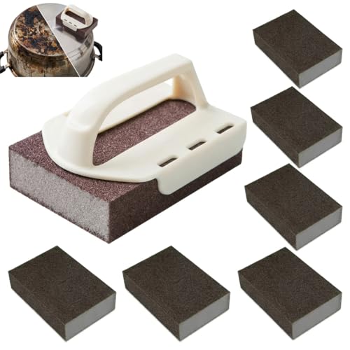Magic Emery Cleaning Sponge,Heavy Duty Nano Sponge Eraser, Magic Carbide Cleaning Sponge for Rust & Grease Remover, Steeli Sponge Alternative, Magic Eraser Sponge for Pans(8 Sponge with Handle) - size: 8 Sponge With Handle