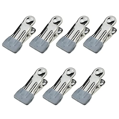 Hahiyo Stainless Steel Clothespins Sock Clip Laundry 2.2inch Length with Spring Strong Grip Windproof Easy Pinch Hang Handy Save Space Not Damage Leave Pinch Mark for Clothesline Towel Silver 7PCS - color: Silver-7p