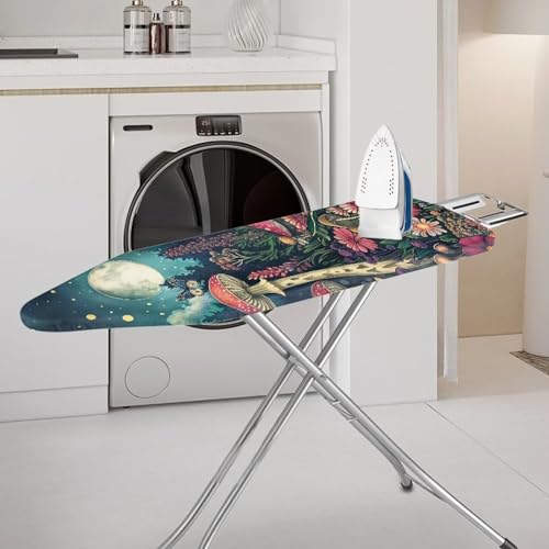 Moon Mushroom Ironing Board Cover Heat Reflective Anti-dust, Soft Fabric Cover with Padding Scorch Resistant Home Iron Decorations - color: Moon Mushroom 2