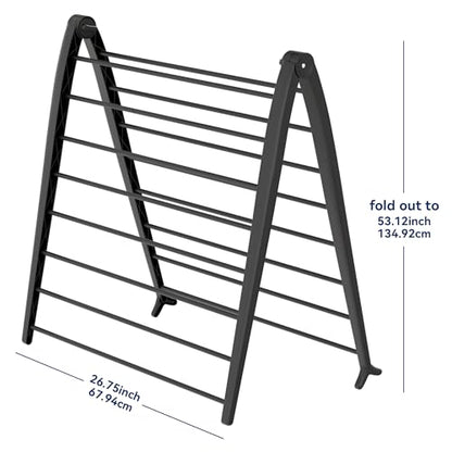 Whitmor Spacemaker Folding Drying Rack, Indoor Clothes Organizer with Patent-Pending Design, Space Saving, 6" L x 26" W x 51.5" H, Black Deluxe - color: Dark