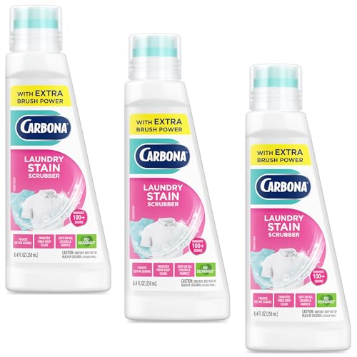 Carbona Laundry Stain Scrubber | Bio-Enzyme Stain Remover | Eliminates Fat, Oil, Blood, Milk, Fruit, Ketchup, Vegetables & Baby Food Stains | Save On Skin & Washable Fabrics | 3 Pack - size: 8.4 Fl Oz (Pack of 3)