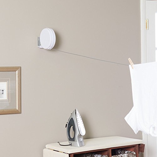 Household Essentials Single Line Retractable Clothesline for Hanging Laundry, 40 Feet, White - color: White