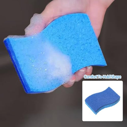 6-Pack Non-Scratch Kitchen Sponges – Durable Dish Sponges for Dishes, Pots, and Pans, Perfect for Cleaning Stainless Steel, Dishwashing, and More, Blue & Blue - color: Blue&blue