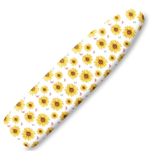 Extra Thick Ironing Board Cover and Pad, Summer Sunflowers 15x54 Ironing Board Cover, Resist Scorching and Staining,Elastic Edges,Farmhouse Spring Summer Yellow Flowers Butterfly - color: Pink Black