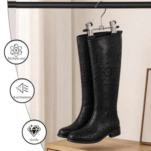 Adjustable Stainless Steel Shoe Rack Pants Folder Multi-Functional Portable Travel Laundry Washing Machine Rack Hooks Socks Clip Boot Hanger Set of 6 (6) - color: 6