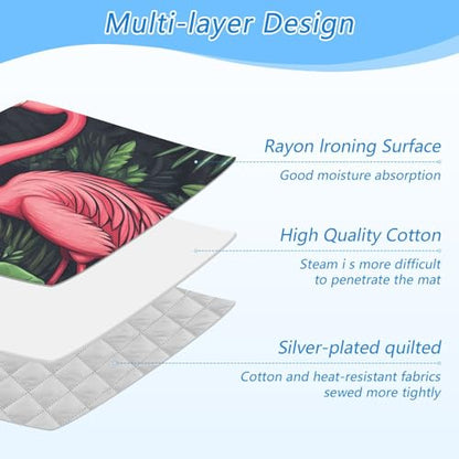 Ironing Mat Portable Ironing Pad Ironing Blanket for Table Top Heat Resistance Double-Side Using Travel Large 47.2 x 27.6 Inch Foldable Lightweight Cute Cartoon Flamingo and Tropical Fruits - color: Cute Cartoon Flamingo and Tropical Fruits