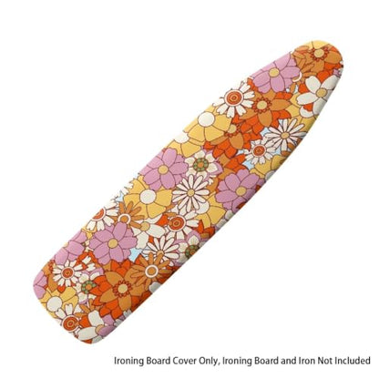 Home Ironing Board Cover, Heat Reflective Hippie Flower Ironing Board Cushion with Elastic Edge - color: Hippie Flower
