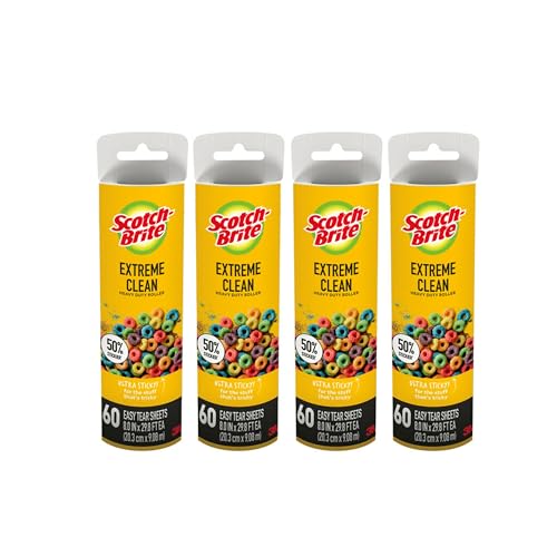 Scotch-Brite 50% Stickier Large Surface Lint Refill, 240 Sheets Total,4Pack - size: 4 Refills