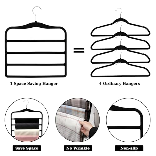 Closet Organizers and Storage, 2 Pack Pants-Hanger-Space-Saving - color: Black+sliver