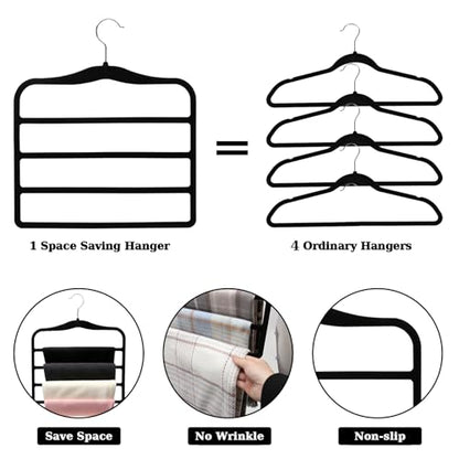 Closet Organizers and Storage, 2 Pack Pants-Hanger-Space-Saving - color: Black+sliver