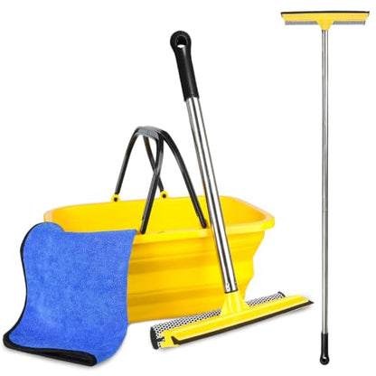 Window Cleaning Kit with 10L Collapsible Bucket - color: Yellow