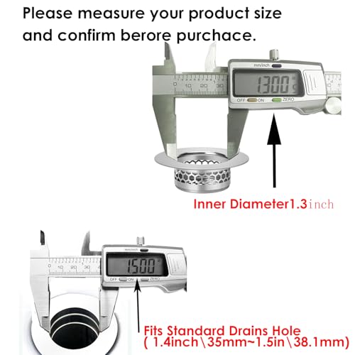 Bathroom Sink Strainer, Bathtub Lavatory Sink Drain Strainer Hair Catcher for Laundry, Mop Pool, Utility, Slop, RV Sink。Fit Hole Size from1.4~1.5",3 Pack(Product SIZE1.3inch) - size: 1.3”(Fit Hole Size from 1.5")