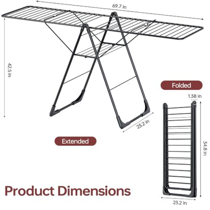 APEXCHASER Clothes Drying Rack, Large Capacity Drying Rack Clothing - color: Jet Black