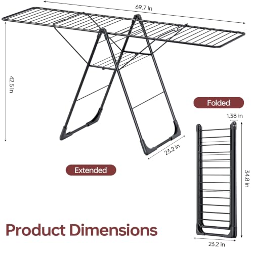 APEXCHASER Clothes Drying Rack, Large Capacity Drying Rack Clothing - color: Jet Black