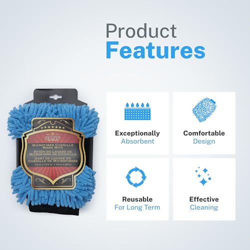 Stayfree SM Arnold Chenille Wash Mitt for Scratch-Free Cleaning, 2 Pack - color: Blue, size: 7.5" x 10.5" (Pack of 2)