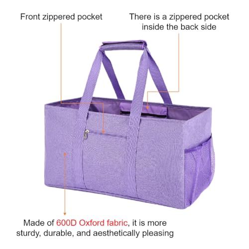 Extra Large Utility Tote Bag - Reusable Grocery Bags Foldable Heavy Duty - color: Purple, style: Covered