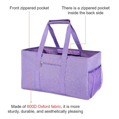 Extra Large Utility Tote Bag - Reusable Grocery Bags Foldable Heavy Duty - color: Purple, style: Covered