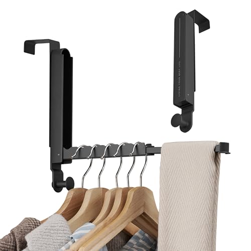 RFOUO Over The Door Hooks Hanger,Fit Door up to 1 3/8", Black, 2 Pack - color: Fit 1 3/8" Door Black, size: 2 Pack