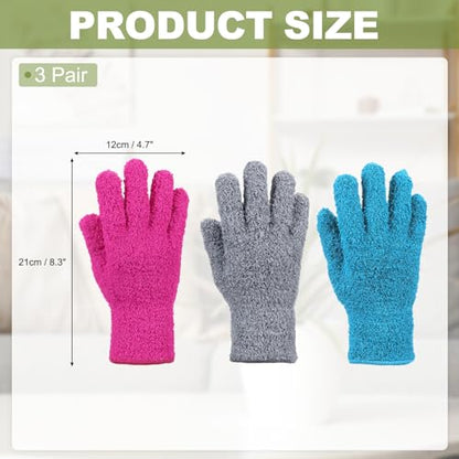 uxcell Microfiber Gloves, Reusable Washable Plant Dusting Gloves Cleaning Mittens for Auto Plants Household Kitchen - color: Rose Red/Blue/Gray