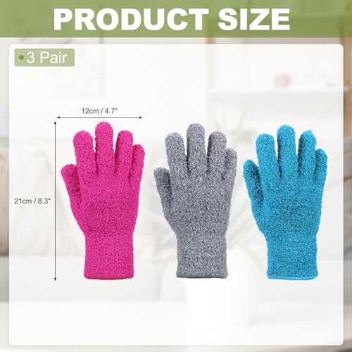 uxcell Microfiber Gloves, Reusable Washable Plant Dusting Gloves Cleaning Mittens for Auto Plants Household Kitchen - color: Rose Red/Blue/Gray