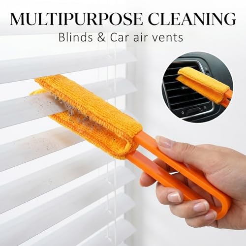 4 Pack Blinds Duster, Duster Brush with 8 Microfiber Sleeves, Dust Remove Tools for Venetian Blind, Air Conditioner Vents, Fans, Car Vents
