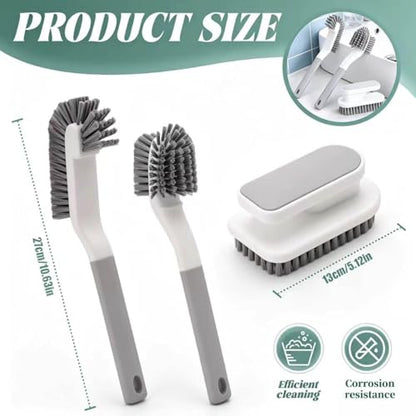 3‑Pack Scrub Brushes, Medium Stiff Bristle Cleaning Brush Set
