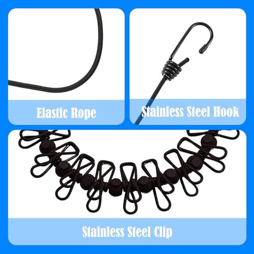 2 Pack Camping Clothesline Portable 12 Clothespins, Black - style: Dark Black